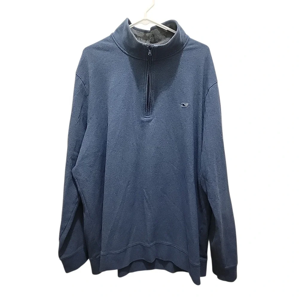 Vineyard Vines Performance Sweater Mens 2XLT Blue Quarter Zip Pullover Knit